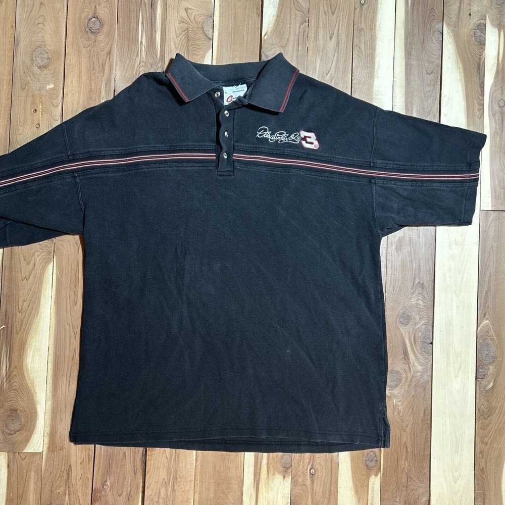 Competitors View Dale Earnhardt Number 3 Black Polo W/ Stripe Men’s XL